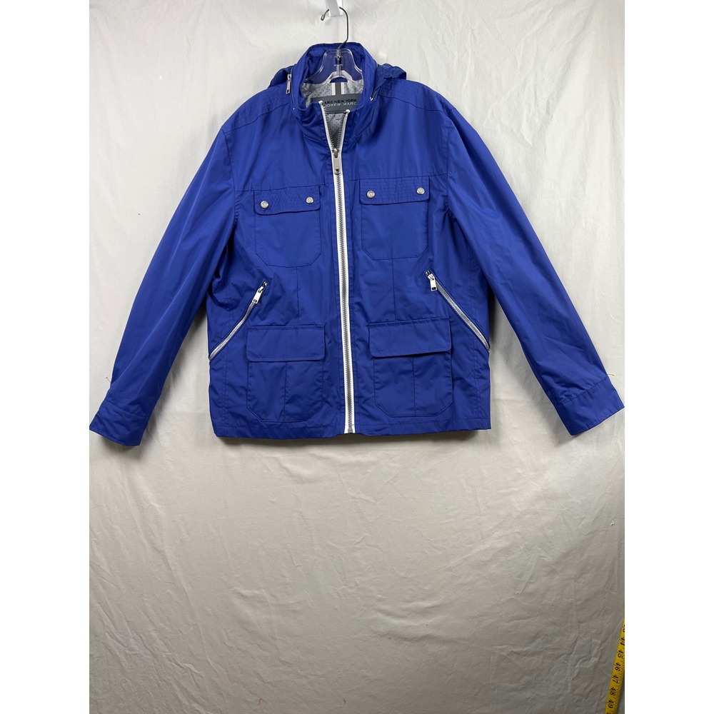 Marc New York Field Jacket Womens Large Blue Hooded Zip Front Utility Coat